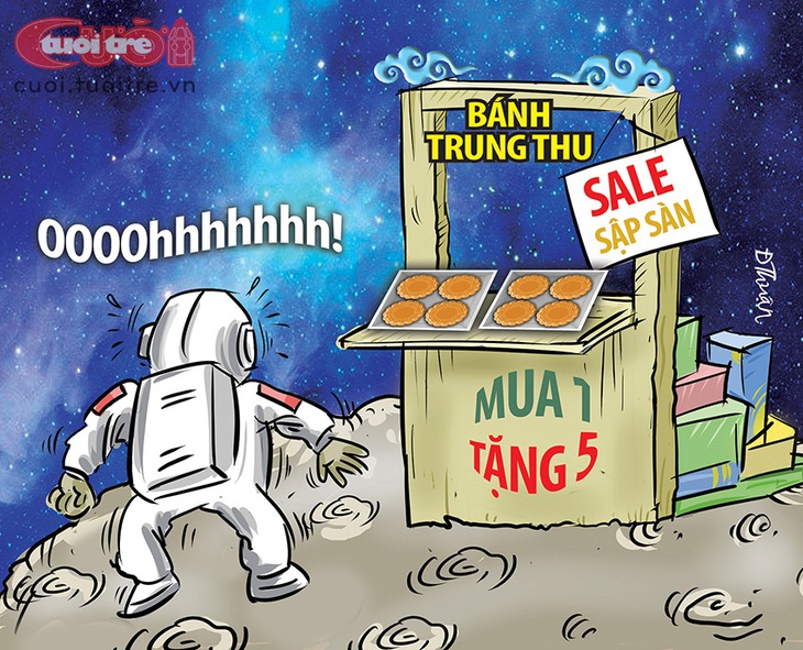 Bánh trung thu sale ngay trên... Mặt trăng - Tranh: Đức Thuận 