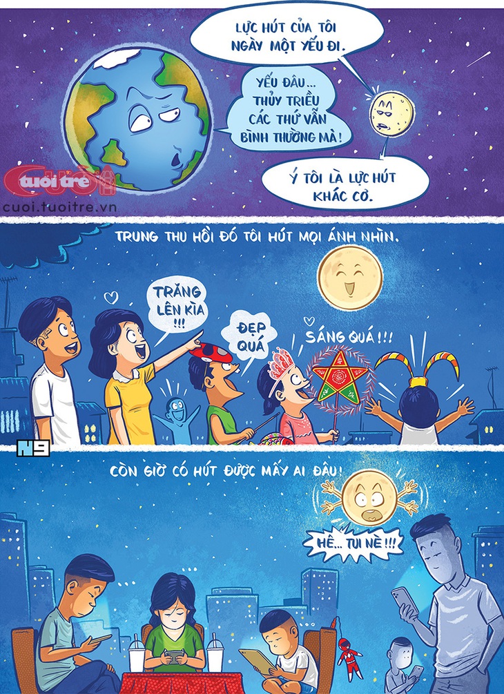 Ông Trăng đêm&nbsp;Trung thu: Xưa và nay - Tranh: Hải Nam 