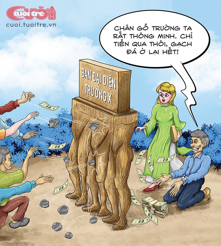 Ban đại diện&nbsp;phụ huynh, "chân gỗ" của nhà trường? - Tranh: Nguyễn Tuấn Anh 