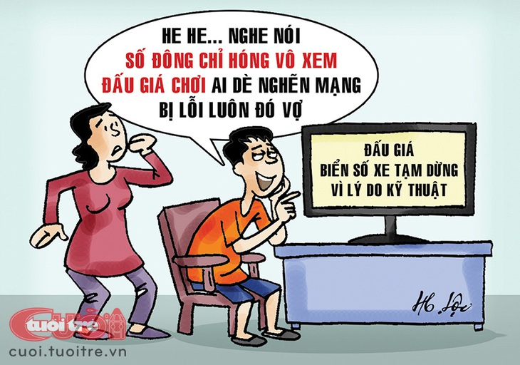 Đấu giá biển số đẹp - Tranh: Hữu Lộc 