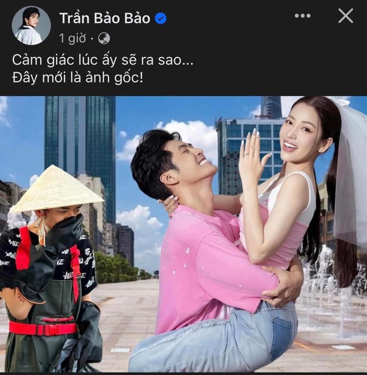 BB Trần cũng lầy lội ghép ảnh và dòng trạng thái "hụt hẫng" khi crush hạnh phúc bên người khác