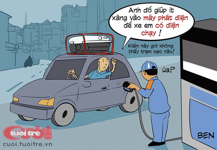 Trong tương lai, xe điện phải đổ xăng vì thiếu trạm sạc - Tranh: BEN 