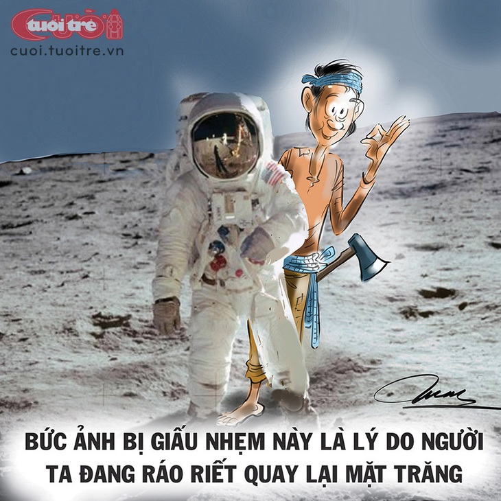 Bức ảnh tối mật về Mặt trăng - Tranh: Đỗ Minh Tuấn 