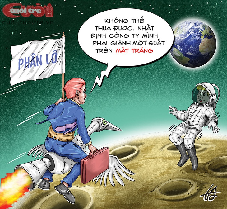 "Phân lô bán nền" cập bến Mặt trăng - Tranh: Nguyễn Tuấn Anh 