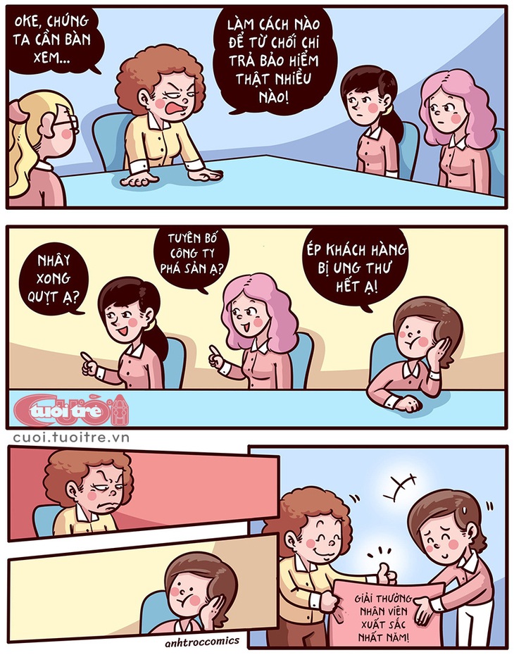 Nhân viên xuất sắc nhất năm của công ty bảo hiểm - Tranh: Anh Trọc Comics 