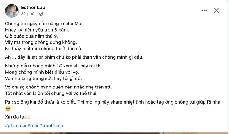 Hari Won đăng status đòi Trấn Thành quà kỷ niệm 8 năm yêu nhau