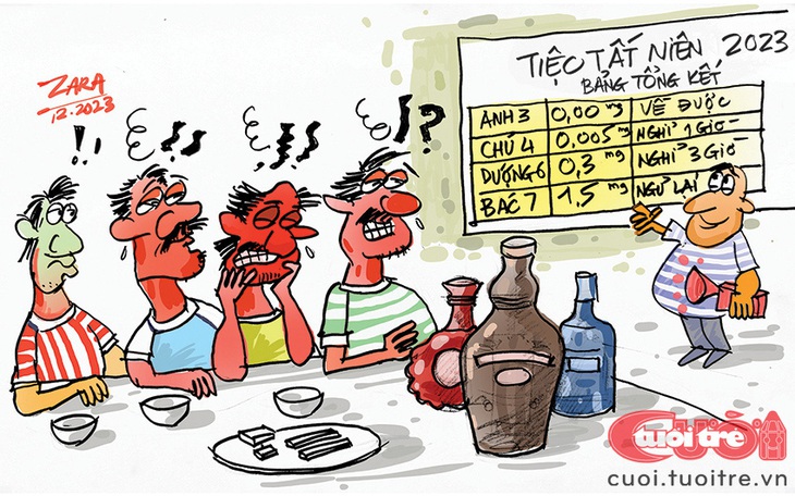 Bữa tiệc tất niên có... giường nằm - Tranh: Zara