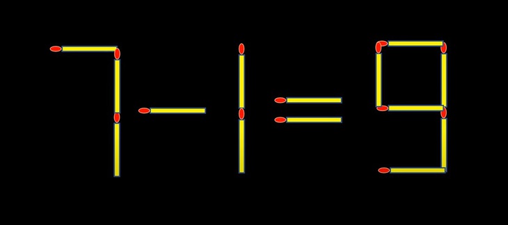 Thử tài IQ: Di chuyển một que diêm để 7-1=9 thành phép tính đúng- Ảnh 1.