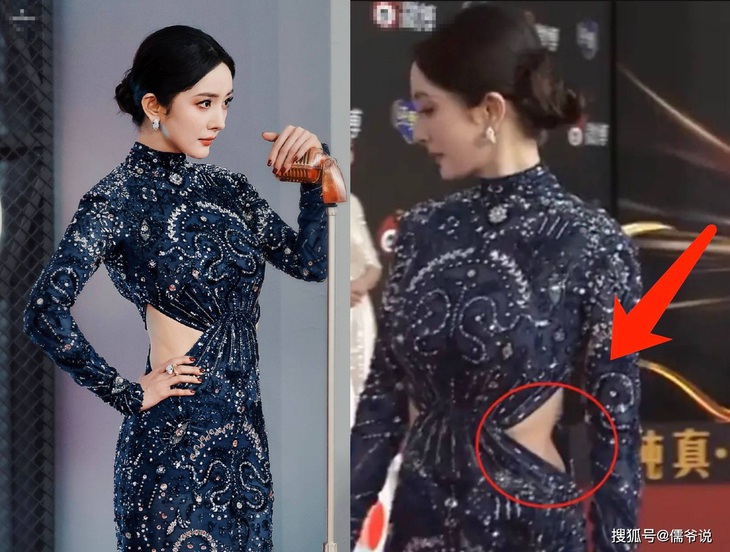 Dù bộ cánh Haute couture giúp Dương Mịch tôn lên vòng eo nhưng cũng khiến cô lộ khuyết điểm