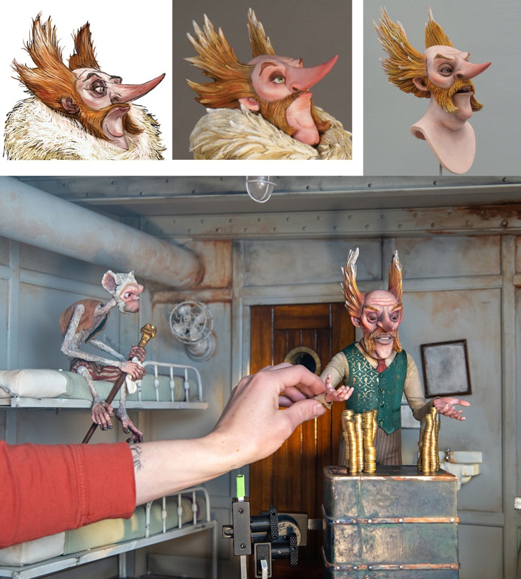 Tạo hình nhân vật bá tước Volpe từ thiết kế đến khi hoàn thiện trong phim. Nguồn: cartoonbrew.com