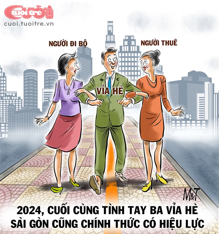 Mối tình tay ba trên vỉa hè Sài Gòn - Tranh: Đỗ Minh Tuấn 