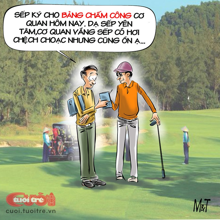 Cơ quan vắng sếp nhưng vẫn ổn - Tranh: Đỗ Minh Tuấn 