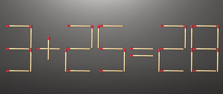 Thử tài IQ: Di chuyển một que diêm để 9+25=20 thành phép tính đúng- Ảnh 2.