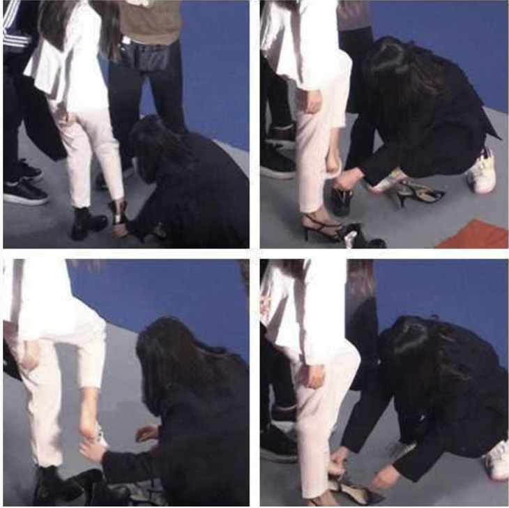 Hình ảnh Angelababy bắt trợ lý quỳ gối thay giày trước đó từng nhận nhiều chỉ trích