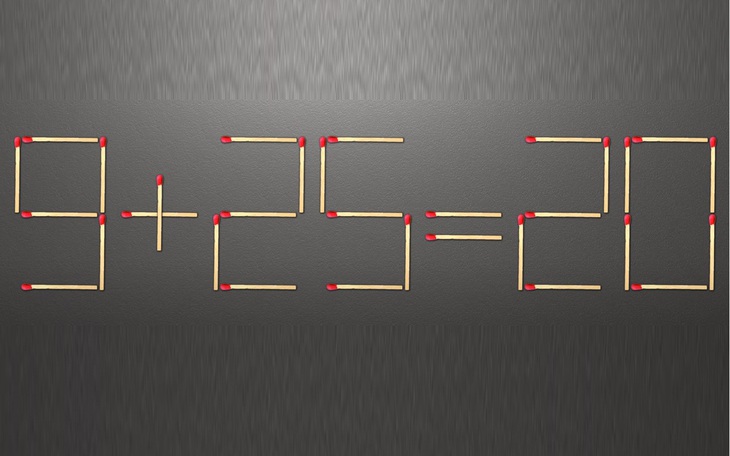 Thử tài IQ: Di chuyển một que diêm để 9+25=20 thành phép tính đúng