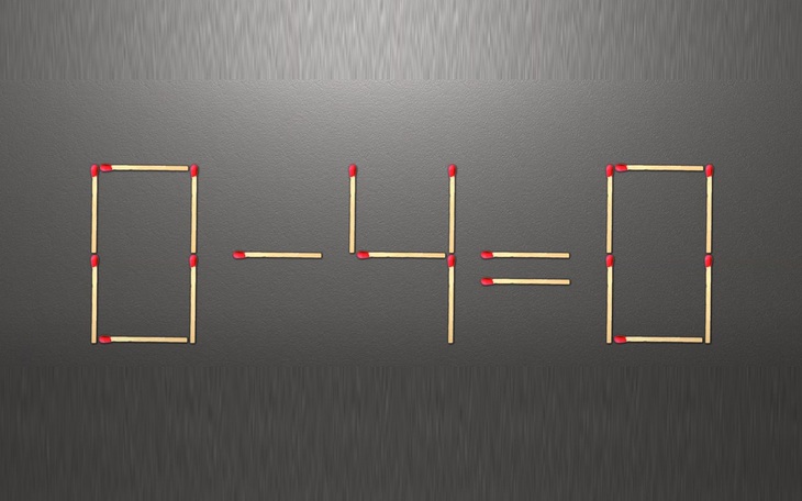 Thử tài IQ: Di chuyển một que diêm để 0-4=0 thành phép tính đúng