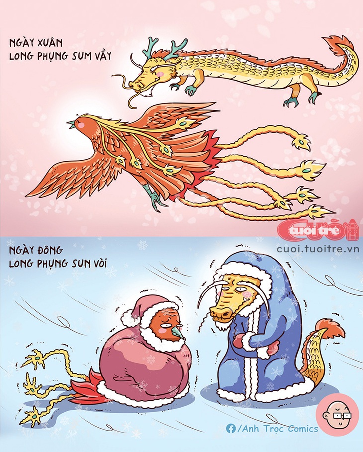 Ngày xuân long phụng sum vầy, còn ngày đông thì sao?  &nbsp;- Tranh: Anh Trọc Comics 