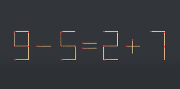 Thử tài IQ: Di chuyển một que diêm để 9-5=2+7 thành phép tính đúng- Ảnh 1.