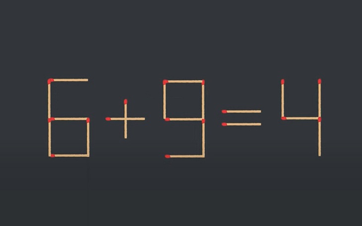 Thử tài IQ: Di chuyển một que diêm để 6+9=4 thành phép tính đúng