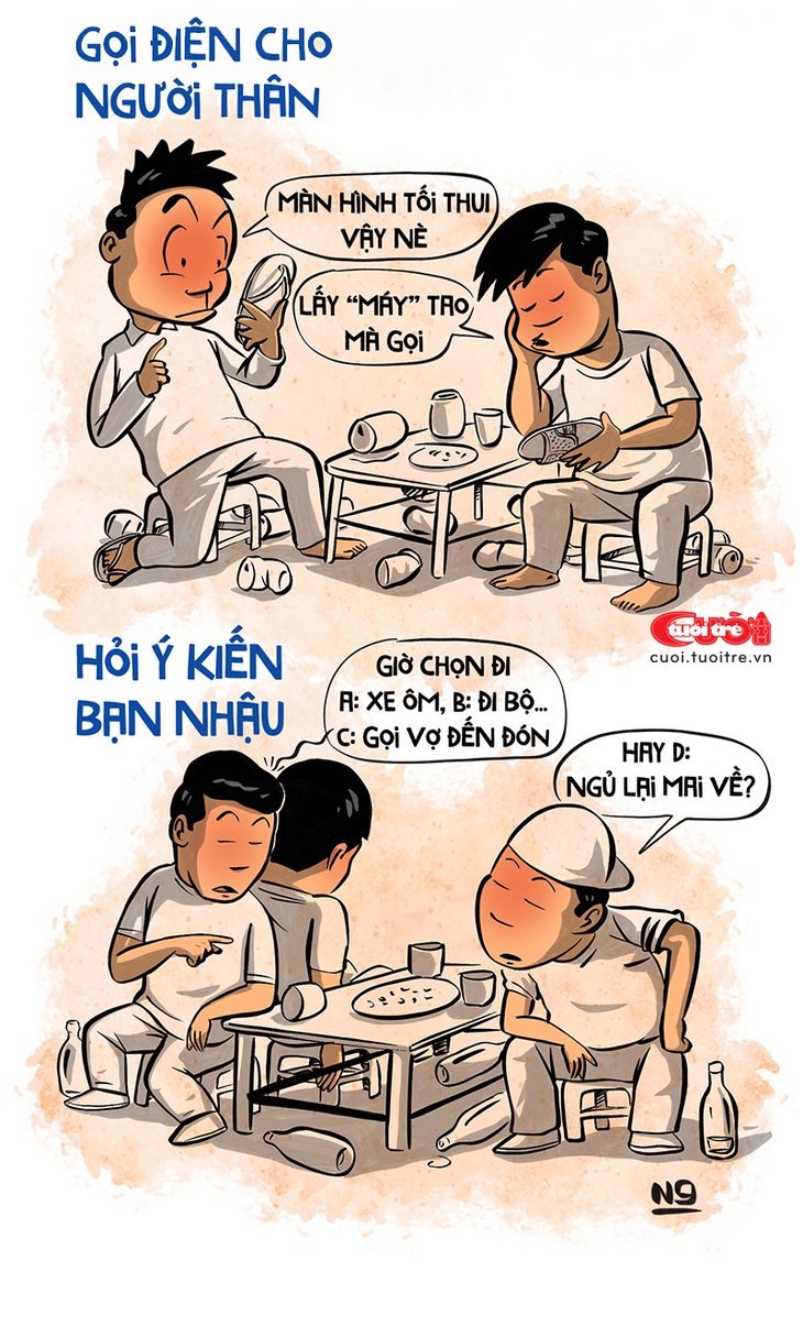 Làm sao để về nhà an toàn sau tiệc tất niên? - Tranh: Hải Nam