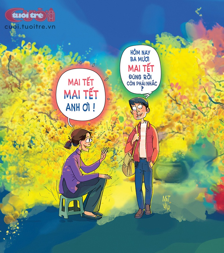 Chợ hoa mai Tết Giáp Thìn - Tranh: Đỗ Minh Tuấn + Viiip 