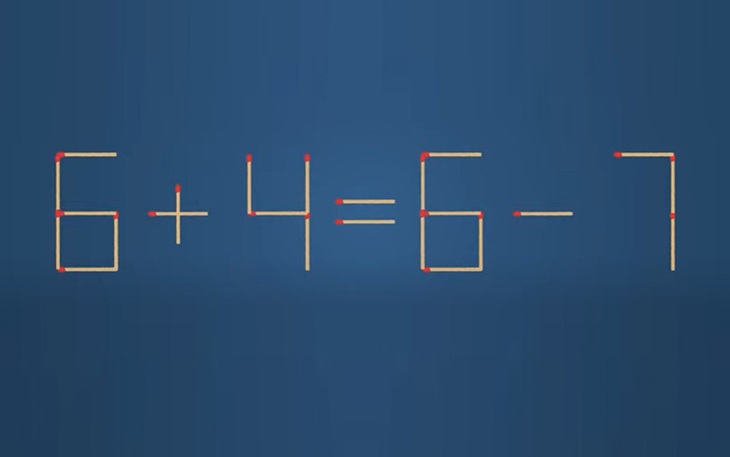 Thử tài IQ: Di chuyển một que diêm để 6+4=6-7 thành phép tính đúng- Ảnh 1.