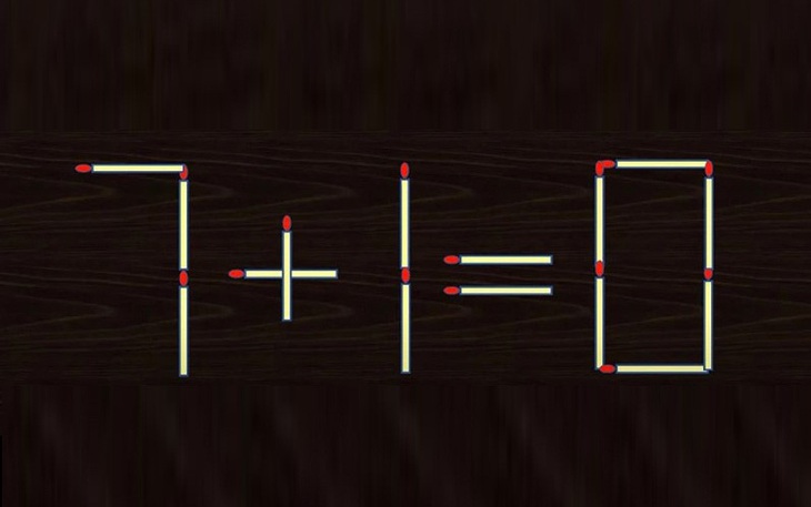 Thử tài IQ: Di chuyển một que diêm để 7+1=0 thành phép tính đúng