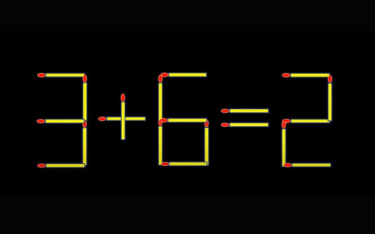 Thử tài IQ: Di chuyển một que diêm để 3+6=2 thành phép tính đúng