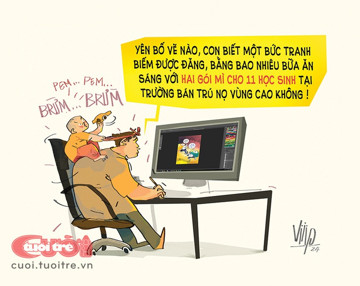Họa sĩ biếm và chuyện 2 gói mì tôm - Tranh: Viiip 