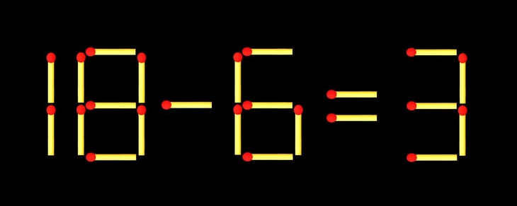 Thử tài IQ: Di chuyển một que diêm để 18-6=3 thành phép tính đúng - Ảnh 1.