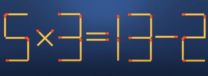 Di chuyển một que diêm để 5x3=13-2 thành phép tính đúng - Ảnh 1.