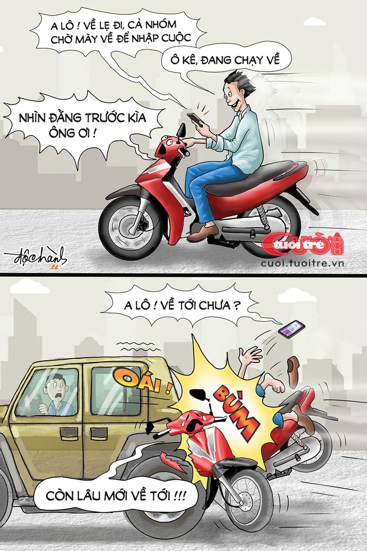 Đi nhanh về chậm vì vừa chạy xe vừa nghe điện thoại - Ảnh 1.