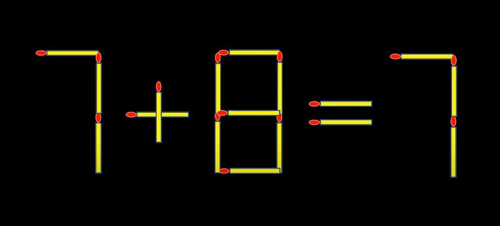 Thử tài IQ: Di chuyển một que diêm để 7+8=7 thành phép tính đúng - Ảnh 1.