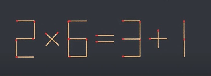 Thử tài IQ: Di chuyển một que diêm để 2x6=3+1 thành phép tính đúng- Ảnh 1.
