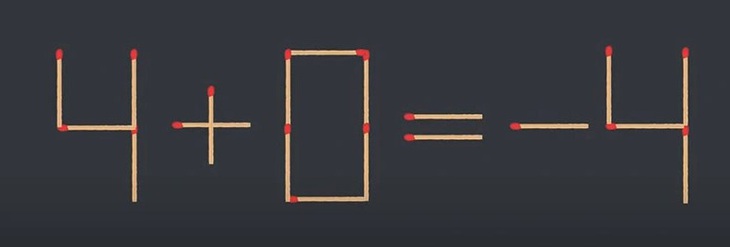 Thử tài IQ: Di chuyển một que diêm để 4+0=-4 thành phép tính đúng- Ảnh 1.