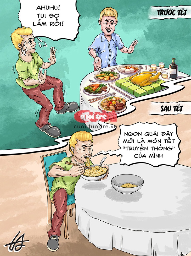 Đợi hết Tết mới được ăn "đặc sản" - Tranh: Nguyễn Tuấn Anh