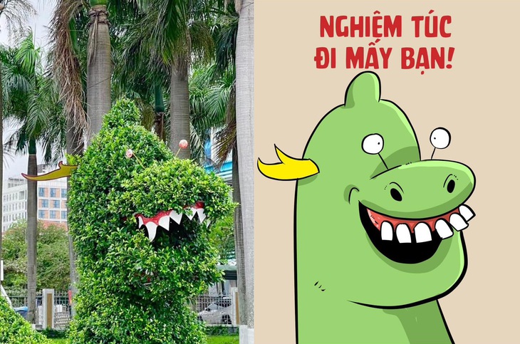 "Chú rồng" cười hở lợi ở quảng trường Chiến Thắng (TP Quy Nhơn, Bình Định) khiến dân tình... cười bò khi mở miệng nhắc nhở: "Nghiêm túc đi mấy bạn".