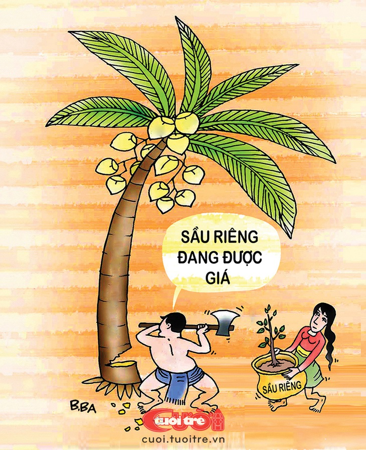 Tranh dân gian "hứng dừa" phiên bản 2024 - Tranh: B.Ba 