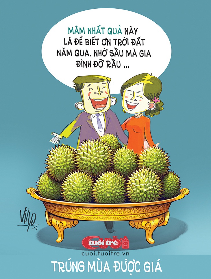 Mâm quả đầu năm cầu trúng mùa được giá - Tranh: Viiip 