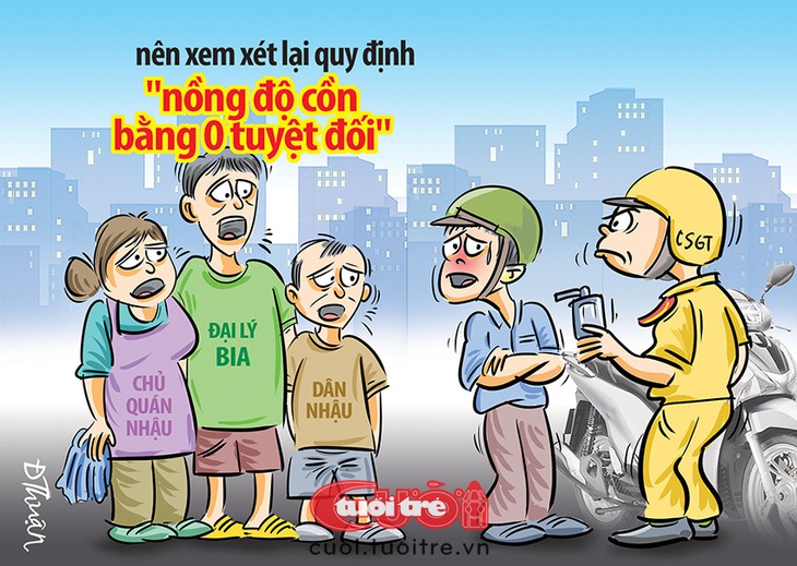 Nỗi buồn "nồng độ cồn bằng 0 tuyệt đối" - Tranh: Đức Thuận 