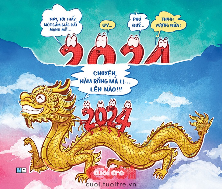 Năm mới Giáp Thìn 2024 "đạp gió rẽ sóng" tiến lên thịnh vượng - Tranh: Hải Nam