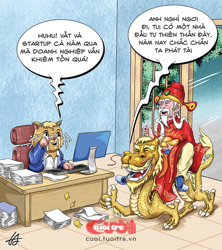 Quý Mão nghỉ ngơi đi, mọi chuyện cứ để Giáp Thìn lo - Tranh: Nguyễn Tuấn Anh