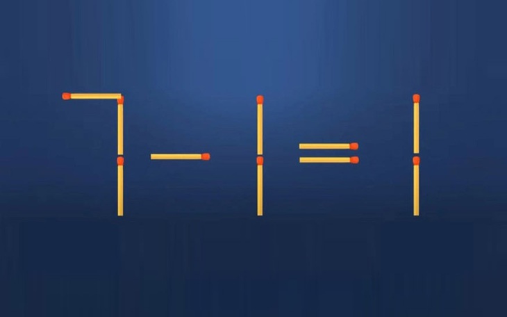 Thử tài IQ: Di chuyển một que diêm để 7-1=1 thành phép tính đúng