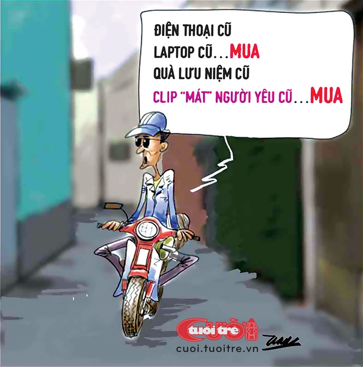 Ông ve chai thu mua cả kỷ niệm với người yêu cũ - Tranh: Đỗ Minh Tuấn 