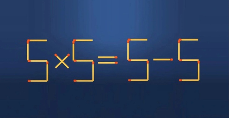 Thử tài IQ: Di chuyển một que diêm để 5x5=5-5 thành phép tính đúng- Ảnh 1.