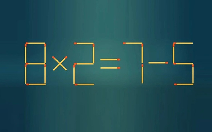 Thử tài IQ: Di chuyển một que diêm để 8x2=7-5 thành phép tính đúng