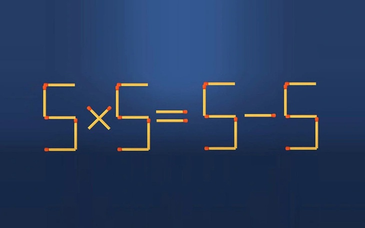 Thử tài IQ: Di chuyển một que diêm để 5x5=5-5 thành phép tính đúng