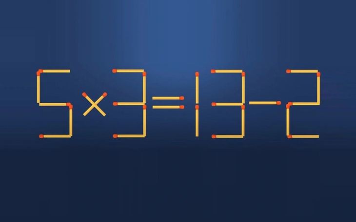 Thử tài IQ: Di chuyển một que diêm để 5x3=13-2 thành phép tính đúng