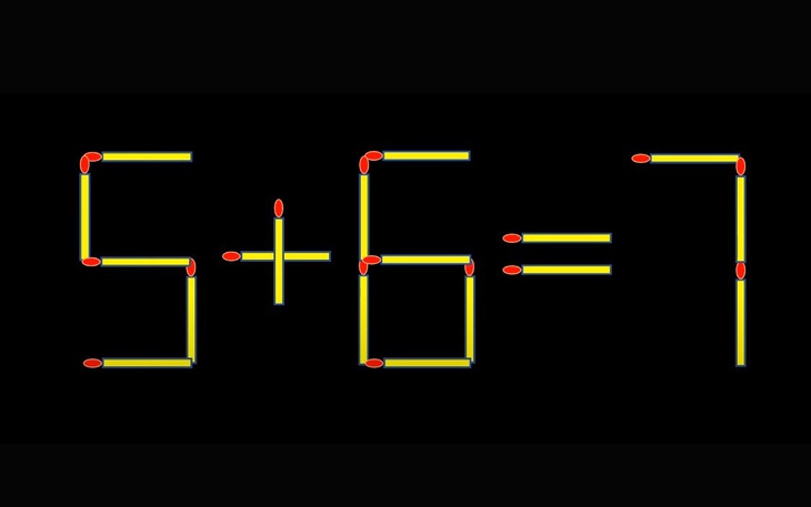 Thử tài IQ: Di chuyển một que diêm để 5+6=7 thành phép tính đúng