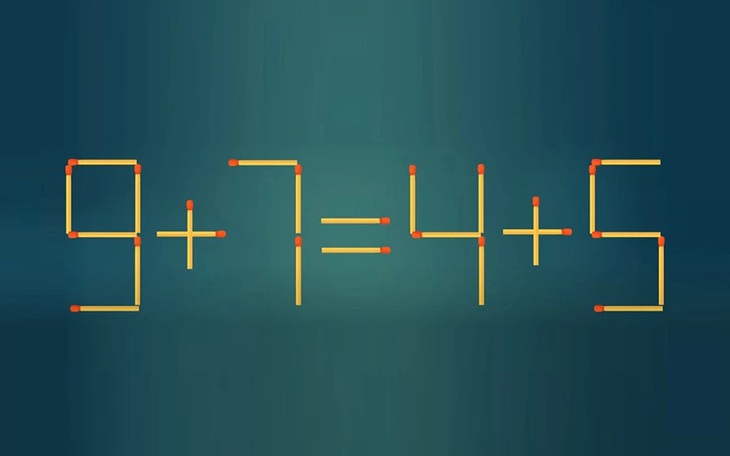 Thử tài IQ: Di chuyển một que diêm để 9+7=4+5 thành phép tính đúng